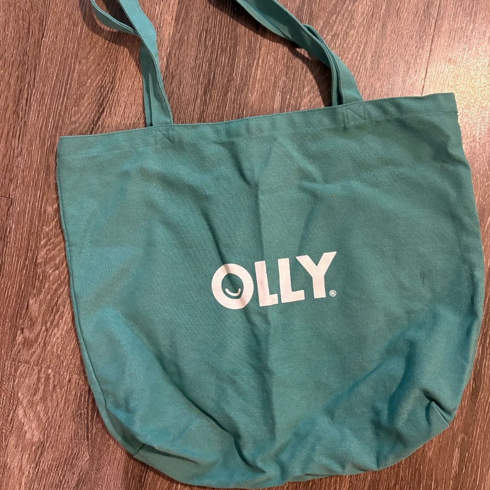 OLLY Green Canvas Tote Bag